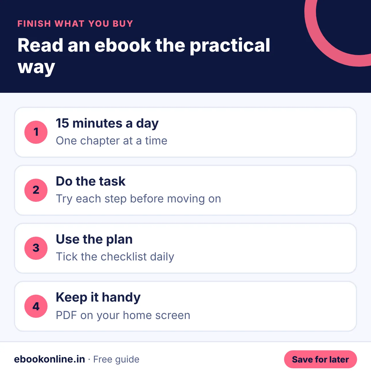 Read an ebook the practical way – best ebooks for beginners infographic