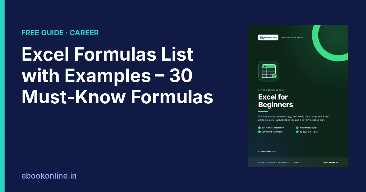 Excel Formulas List with Examples: 30 Formulas Every Beginner Must Know (+ Cheat Sheet)