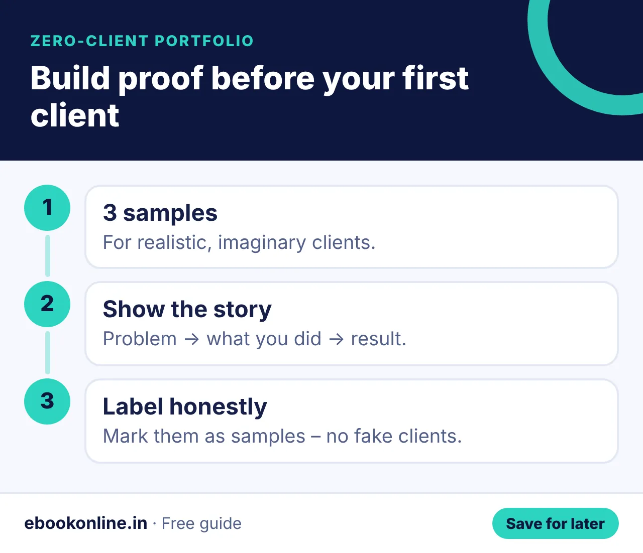 Build proof before your first client – freelancing for beginners in india infographic