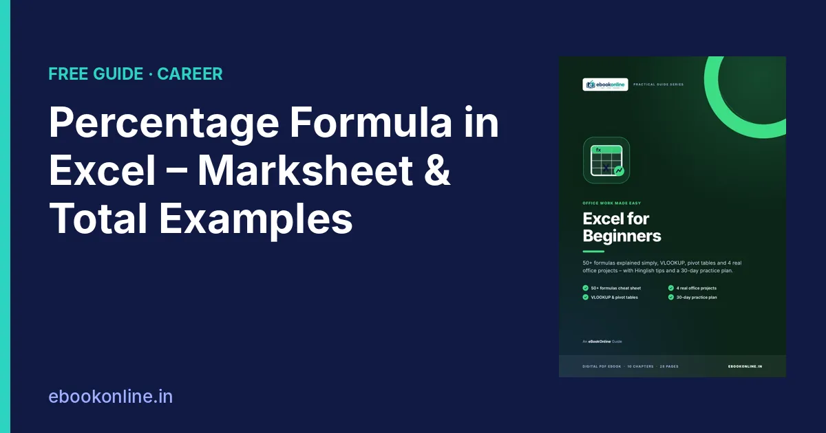 Percentage Formula in Excel: Marksheet, Percentage of Total & Growth (With Examples)