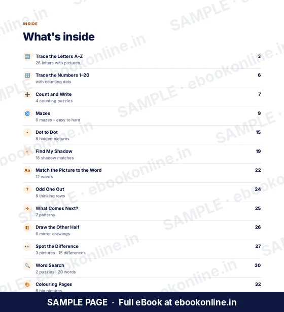 Activity Book for Kids PDF eBook – sample page 1