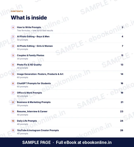500+ AI Prompts PDF eBook – sample page 1