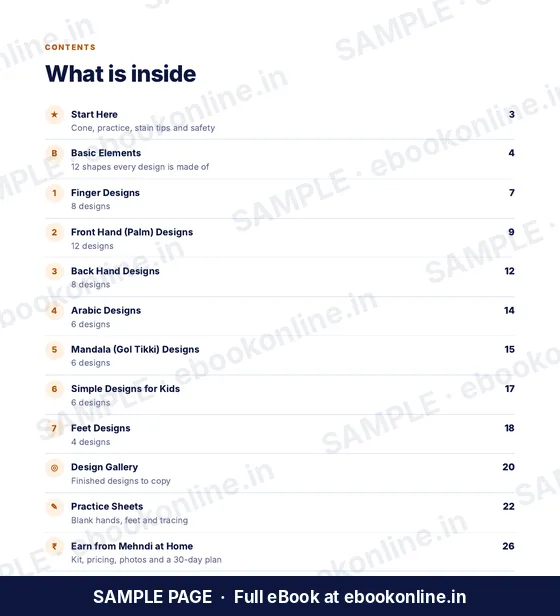 Easy Mehndi Designs PDF eBook – sample page 1