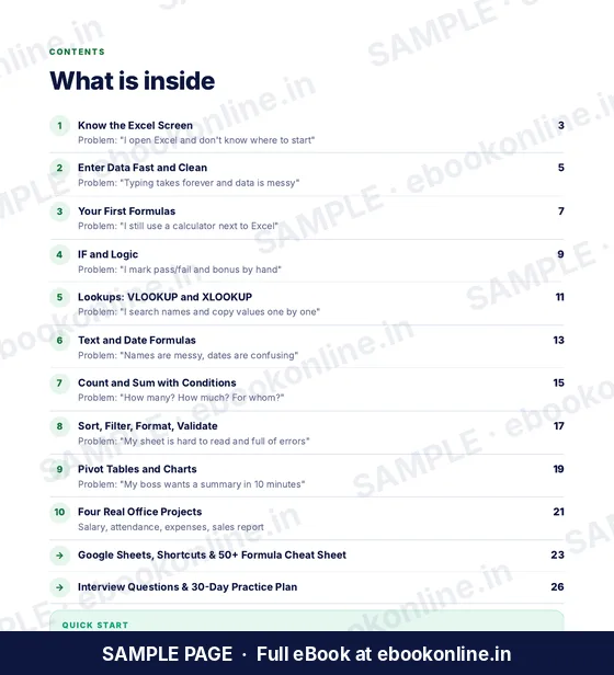 Excel for Beginners PDF eBook – sample page 1