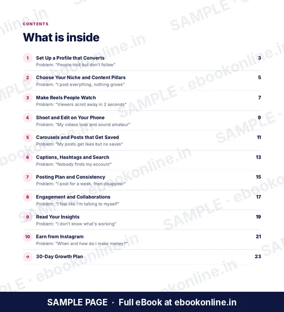 How to Grow on Instagram PDF eBook – sample page 1
