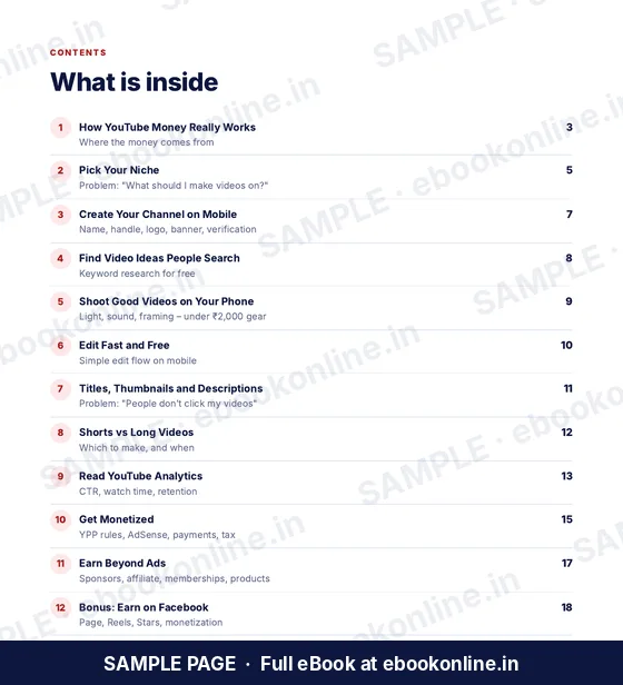 YouTube Se Paise Kaise Kamaye PDF eBook – sample page 1